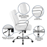 Silla De Oficina Con Respaldo Alto Flash Furniture | Silla D Color White Leathersoft/chrome Frame