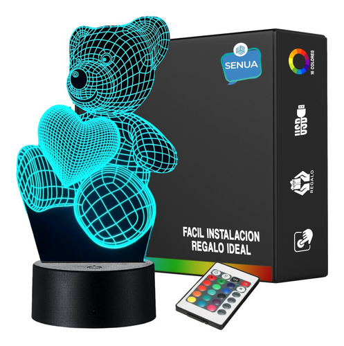 Lampara De Noche Led 3d Oso Niños Regalo Novios Amor 