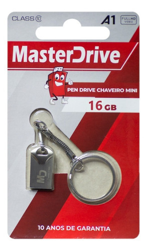 Mini Pen Drive Masterdriver Originall 16gb De Usb 2.0 Cor Prateado