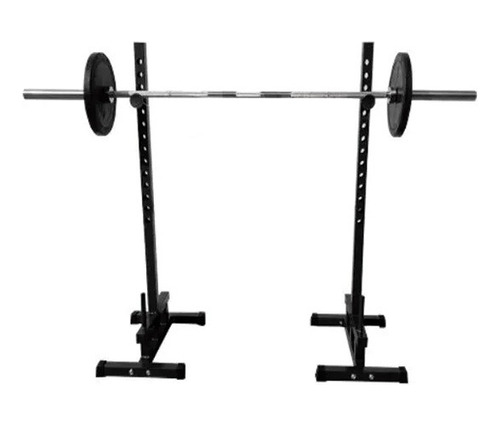 Jaula Squat Rack + Barra Olimpica 20kg + 40 Kg Discos Engom