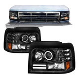 Faros Bronco 1992-1996 F150 F250 F350 Led Halo Negro F-150