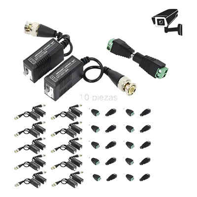 Kit 10 Pares Transceptor CCTV AEVINCNEY 4K Conector Video Negro | Meses sin interés
