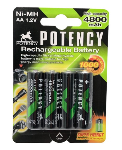 Kit 4 Super Pilha Rearregável Aa 1.2v 4800mah  Ni-mh