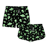 Kit Casal Short Praia Et Alien Nave Espacial Estrelas 0029