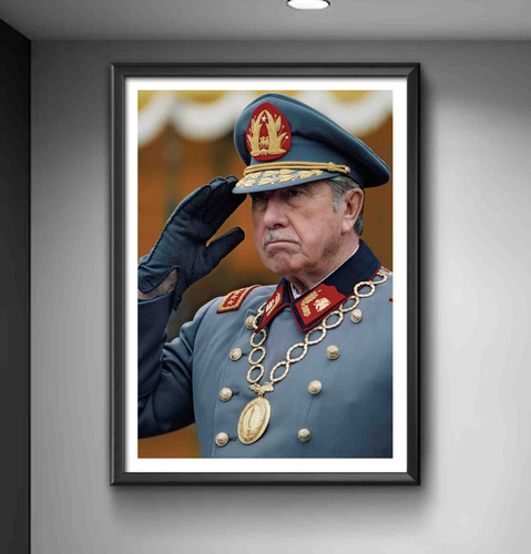 Cuadro General Augusto Pinochet 12 Madera & Vidrio 35x47 Cm