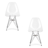 Set 2 Silla Eames Transparente Patas De Metal  - Tulip