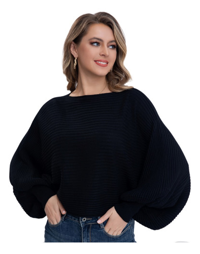 Sweater Mujer Manga Globo Acanalado. Colores. Variedades