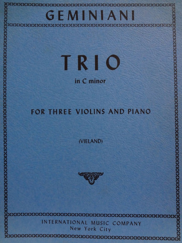 Partitura 3 Violinos E Piano Trio In C Minor - Geminiani