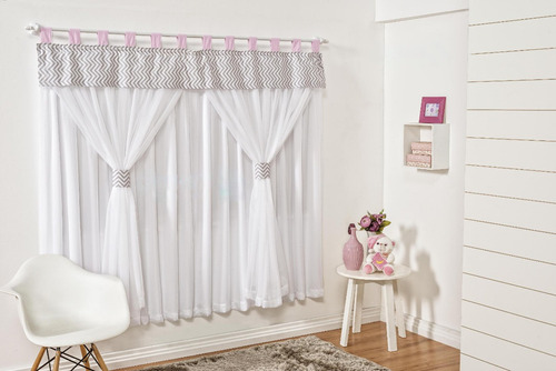 Cortina Chevron Quarto Infantil Bebê 2mts X 1,70mts