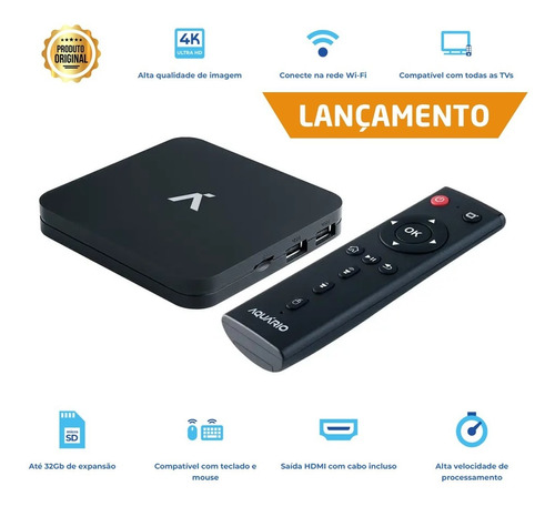 Smart Tv Box Aquario Stv3000 4k - Anatel - Netflix - Youtube