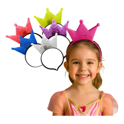 12 Pz Diadema Corona Luz Led Colores Batucada Fiesta Niña | MercadoLibre
