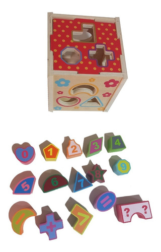 Cubo Didáctico Tipo Montessori Encajar Figuras Y Números