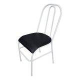 Kit 2 Cadeira Cozinha Sala Jantar Area Gourmet Decoração Estrutura Da Cadeira Branco Assento Preto Liso