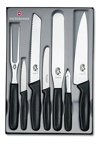 Cuchillo Victorinox Juego 7 Piezas Acero Inoxidable Suizo Color Negro