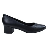 Sapato Preto Feminino Usaflex Salto Bloco Antiderrapante 