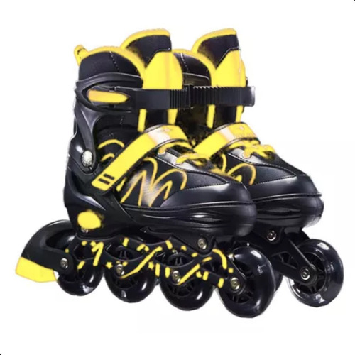 Patins Roller Inline Infantil 4 Rodas Ajustável 26 À 40 Led