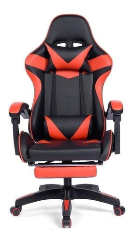 Cadeira Gamer Prizi Canvas - Preta Cor Preto/vermelho Material Do Estofamento Couro Sintético