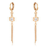 Aretes Oro 18k Lam Swarovski Colgante Regalo Mujer Preciosos