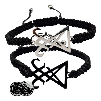 Sz Paquete 2 Pulseras Sigilo De Lucifer Acero Inoxidable