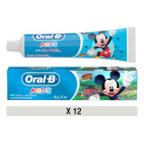 Oral B Kids Kit X12 Pasta Dental Con Fluor Para Niños Mickey