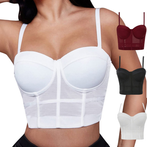 Bustier Corset Bralette Push Up Sujetador Sexy Crop Top Muje