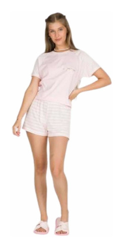 Pijama Feminino Malha Jovem Curto Adulto Pzama