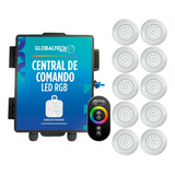 Kit 10 Led Piscina Abs Rgb 18w + Central + Controle Touch