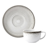 Taza De Café Con Plato Porcelana Schmidt Esfera Color Color Gris