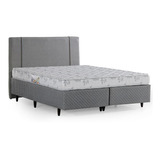 Cama Box Com Cabeceira Herval Queen Cannes, Bordado, Espuma