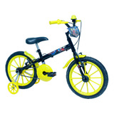 Bicicleta Infantil Masculina Aro 16 Vsp Kids Menino + Brinde Cor Preto E Amarelo