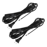 Cable De Lámpara Con Enchufe E Interruptor 3.5m Negro, 2 Pzs