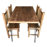 Combo Mesa Moderna Comedor Living Con 4 Sillas Hindu Madera