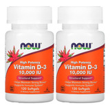 Vitamina D3 10000iu Alta Potencia Now 120 Softgels 2un
