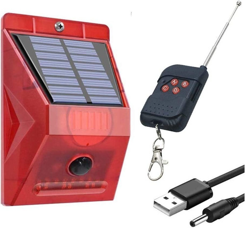 Alarma Sirena Solar Con Sensor De Movimiento Control Remoto