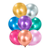 50 Globo Chrome Surtido 33cm Metalizado Cotillon Candy Bar