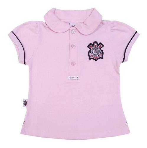 Camisa Polo Infantil Corinthians Rosa Oficial