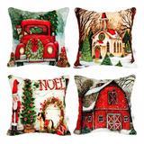 Voyzz Home Fundas De Almohada Navideñas De 18 X 18, Juego De