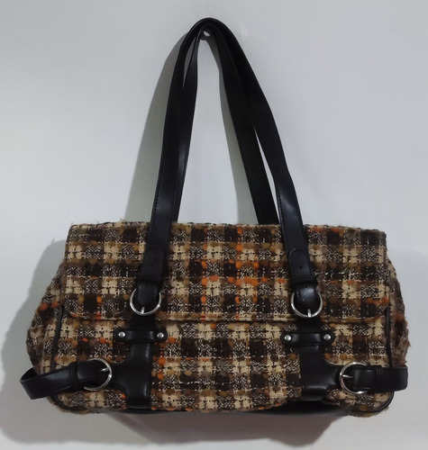 Bolsa Dama Ann Taylor Original Usada Café Dama Tela Amplia