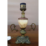 Lámpara Retro Vintage Velador Antiguo En Bronce Y Alabastro