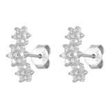 Aretes De Plata 925 Tres Flores Zirconias Mujer Regalo