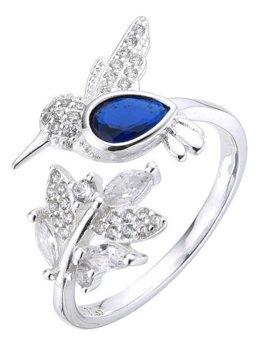 Anillo Colibri Zircon Cubic Ave Picaflor Regalo Mujer