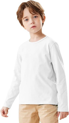 Pack 3 Camisetas Niños Blancas Algodón Con Bambú Manga Larga