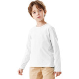 Pack 3 Camisetas Niños Blancas Algodón Con Bambú Manga Larga