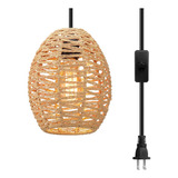 Lmpara Colgante Rattan Con Enchufe