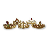 Mini Coroa De Princesa Prata Dourada - Kit 12 Un Mpfestaecia