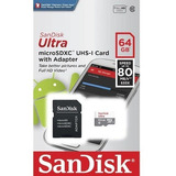 Cartão De Memória Sandisk 64gb Ultra Com Adaptador Envio J