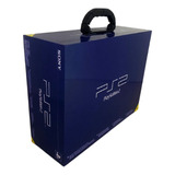 Caixa Mdf Playstation 2 Fat Azul Com Divisórias Com Alça