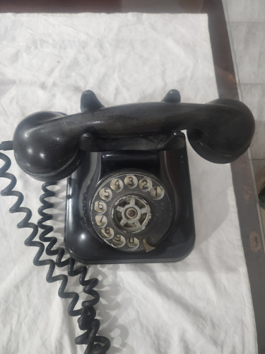 Teléfono Antiguo Baquelita Negro A Disco 