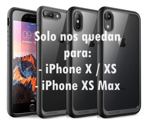 Funda Protectora P/ iPhone 7 8 7+ Plus 8+ Plus X Xs Xr Xs Max Transparente Con Marco Rigido Negro Supcase Unicorn Beetle