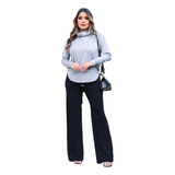 Conjunto Blusa Lanzinha Manga Longa E Calça Pantalona